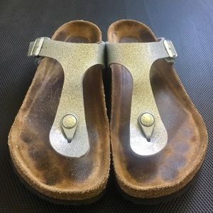 Birkenstock silver glitter sandals